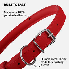 CollarDirect handmade genuine leather collar with visible stitching demonstrates craftsmanship and durability.
