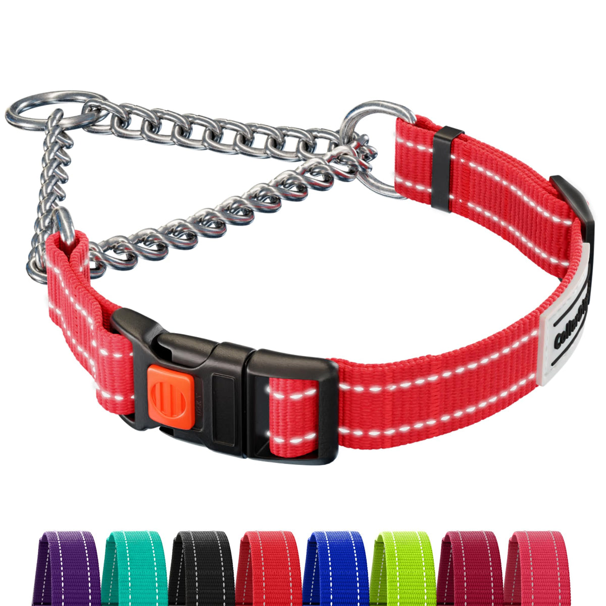 Collardirect martingale con cadena inoxidable y hebilla rápida para uso diario.