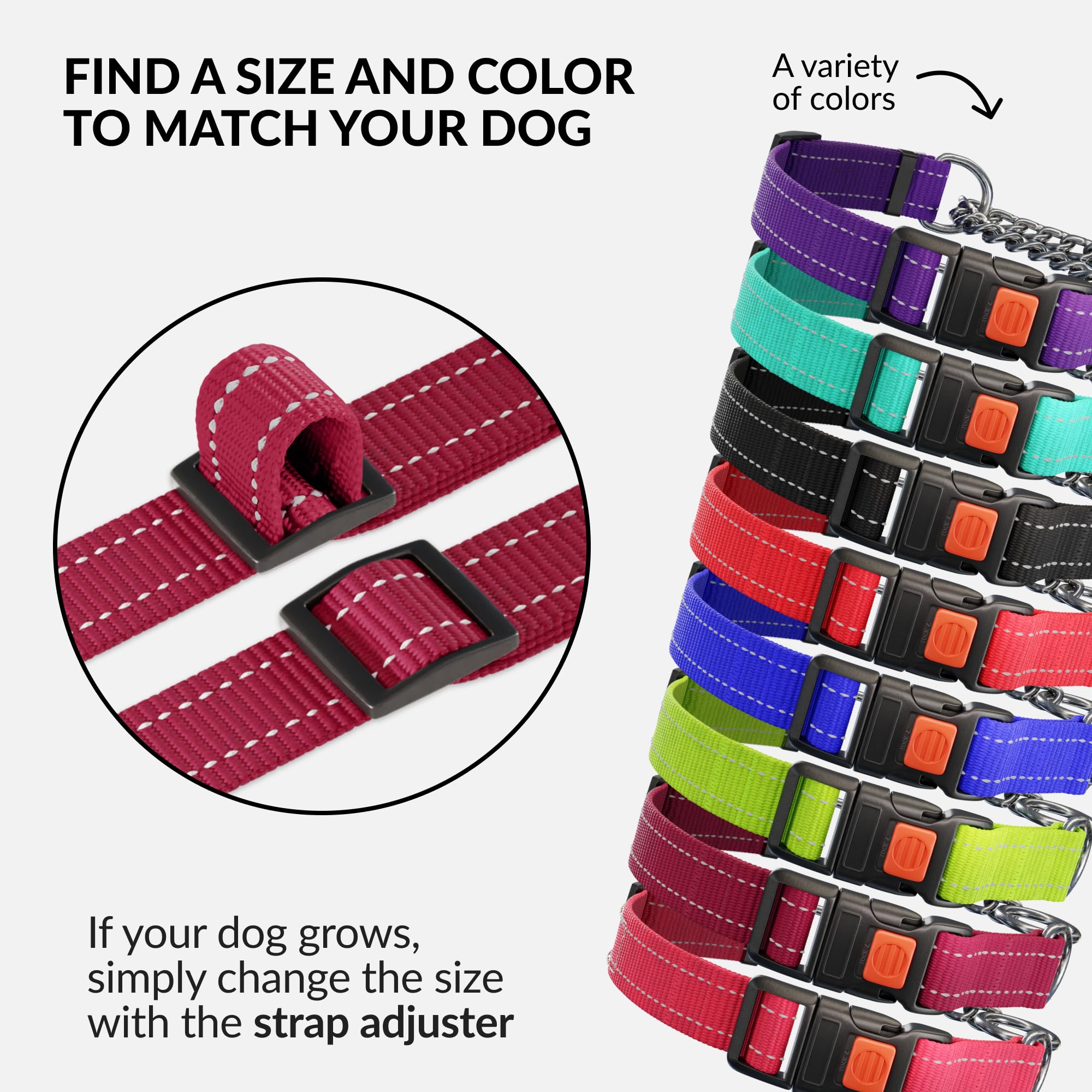 CollarDirect medium size fits 14-17 inch necks with 3/4 inch width.