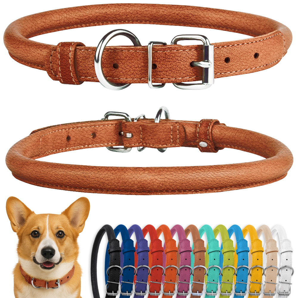 CollarDirect rolled leather collar closeup showing soft padding for comfort.