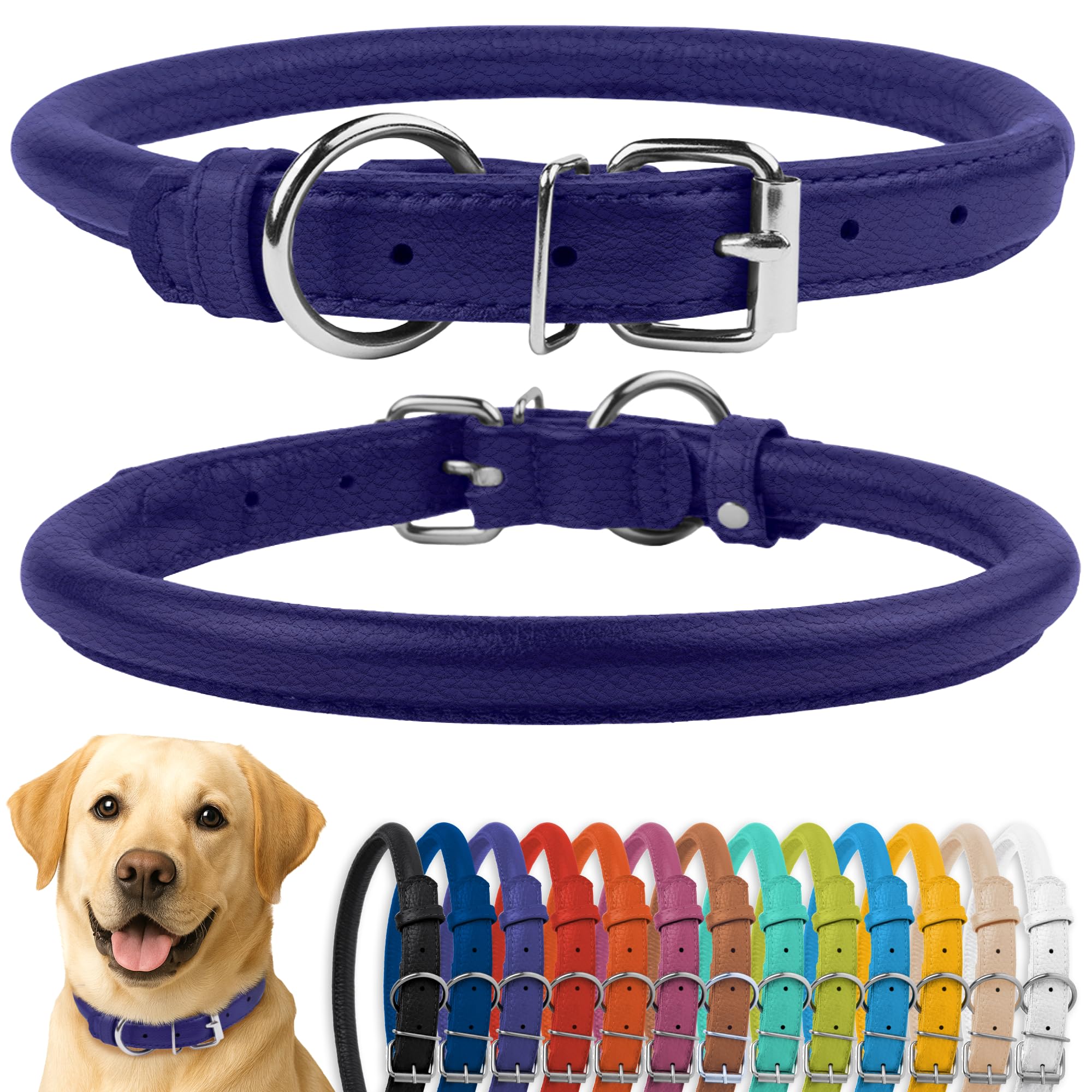 CollarDirect rolled-leather-collar closeup highlights premium craftsmanship and comfortable fit.
