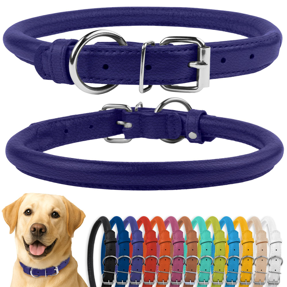 CollarDirect rolled-leather-collar closeup highlights premium craftsmanship and comfortable fit.