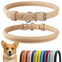 CollarDirect rolled-leather-collar close-up shows soft padding for comfort.