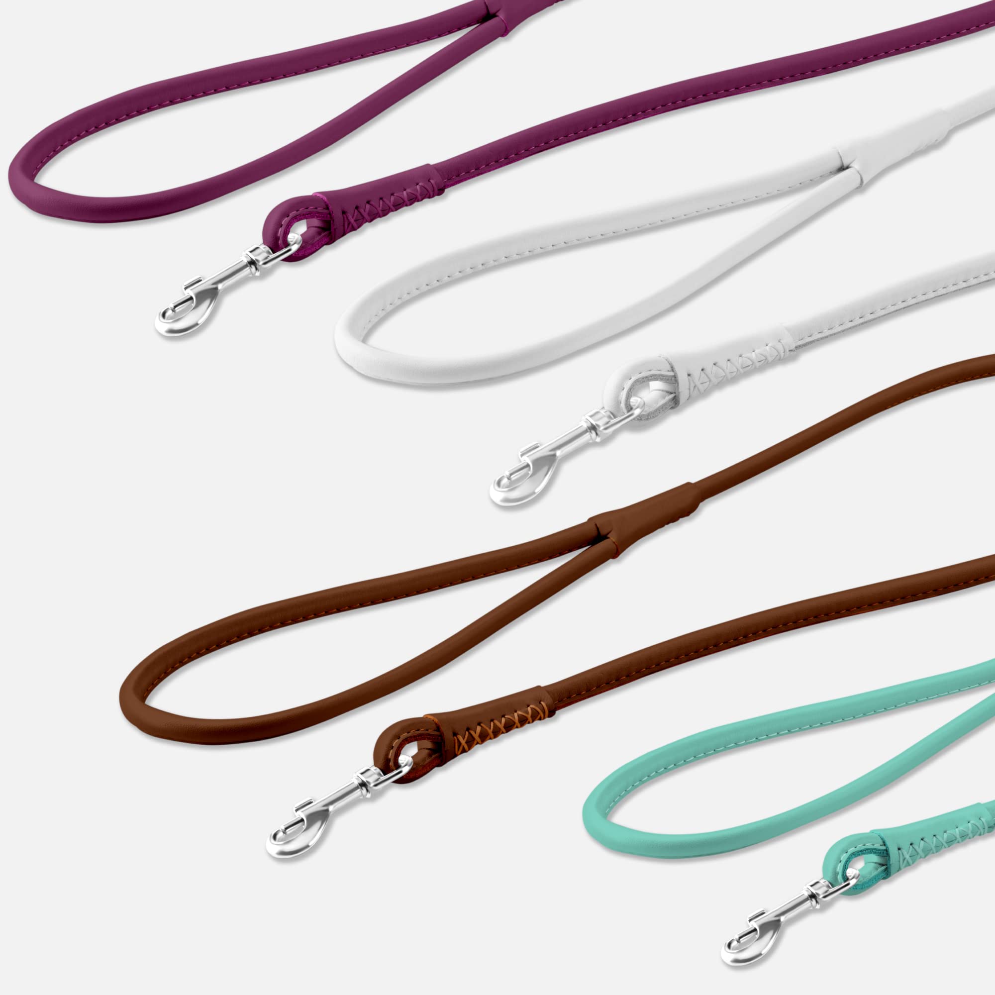 CollarDirect rolled leather dog leash 6ft suitable for puppies to large dogs during training.