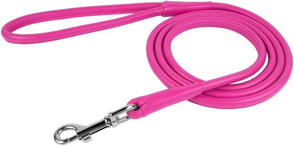 CollarDirect rolled-leather-leash-6ft-pink ideal for daily walks with stylish flair.