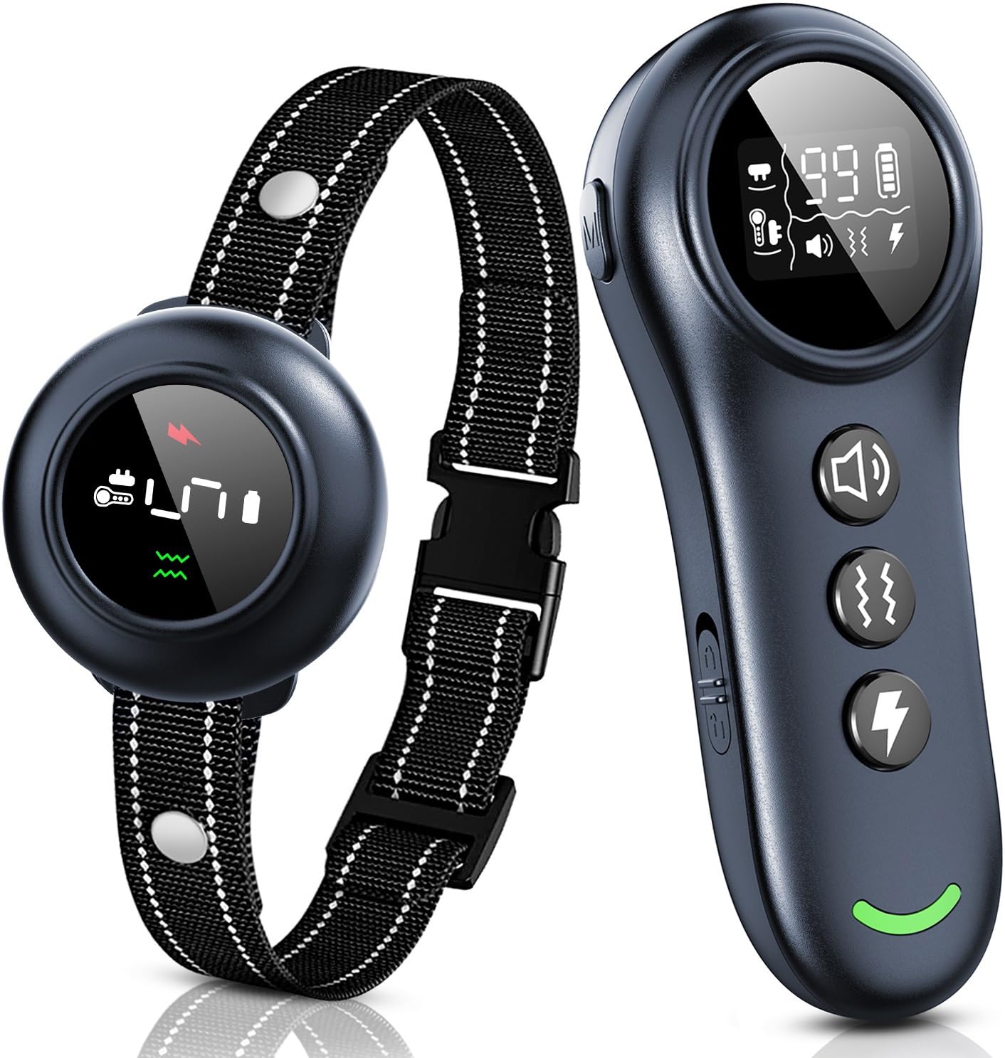 Colofrog 2-in-1 dog collar on a dog's neck enables bark control and training versatility