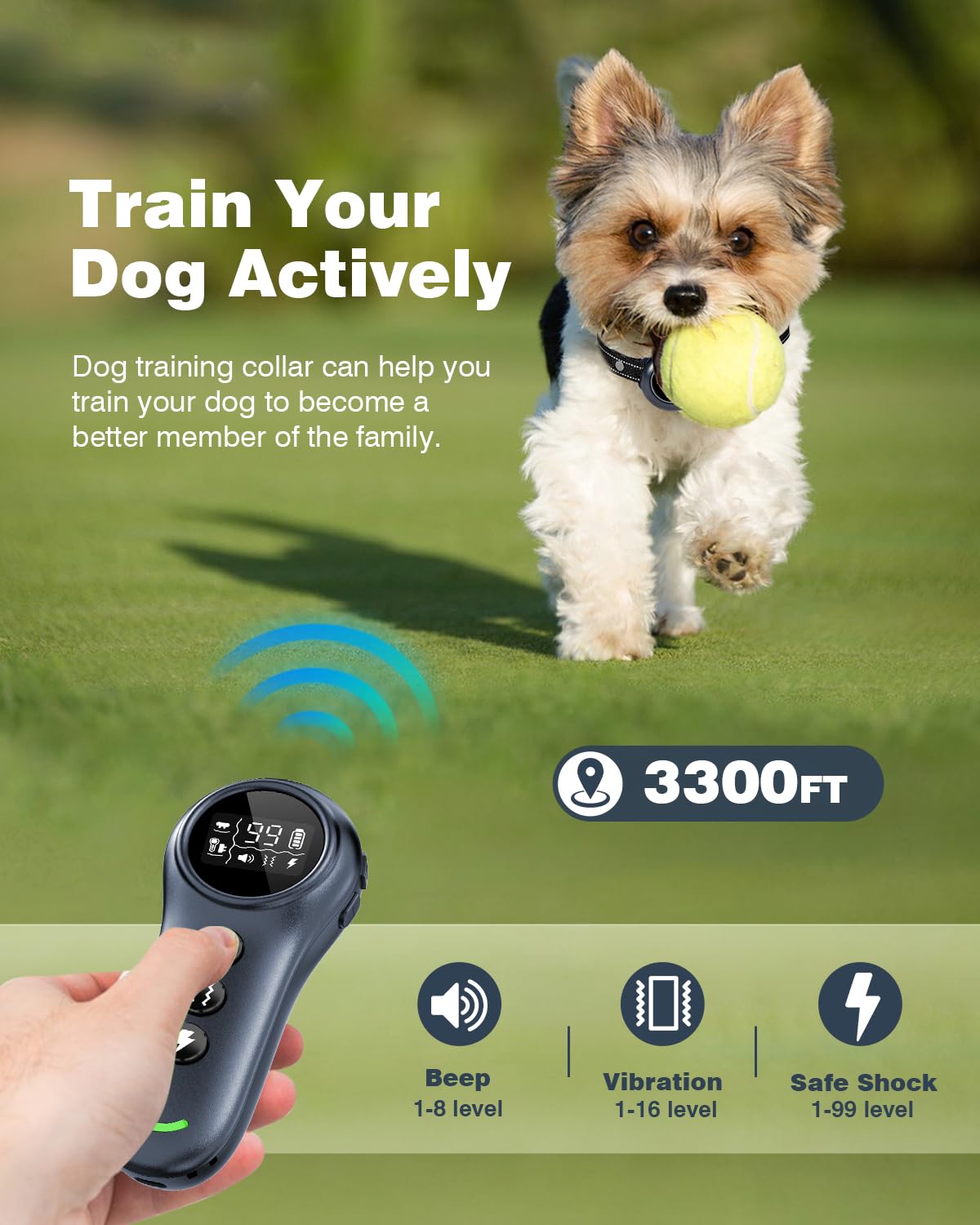 Colofrog remote interface shows beep, vibration, and shock options for training