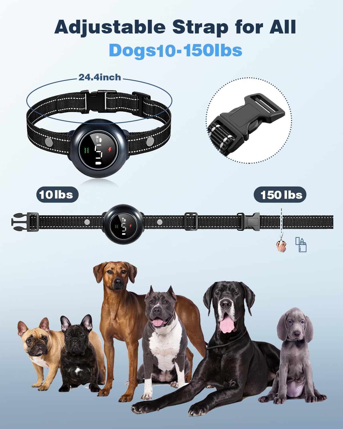 Colofrog long battery life indicates weeks between charges for collar and remote