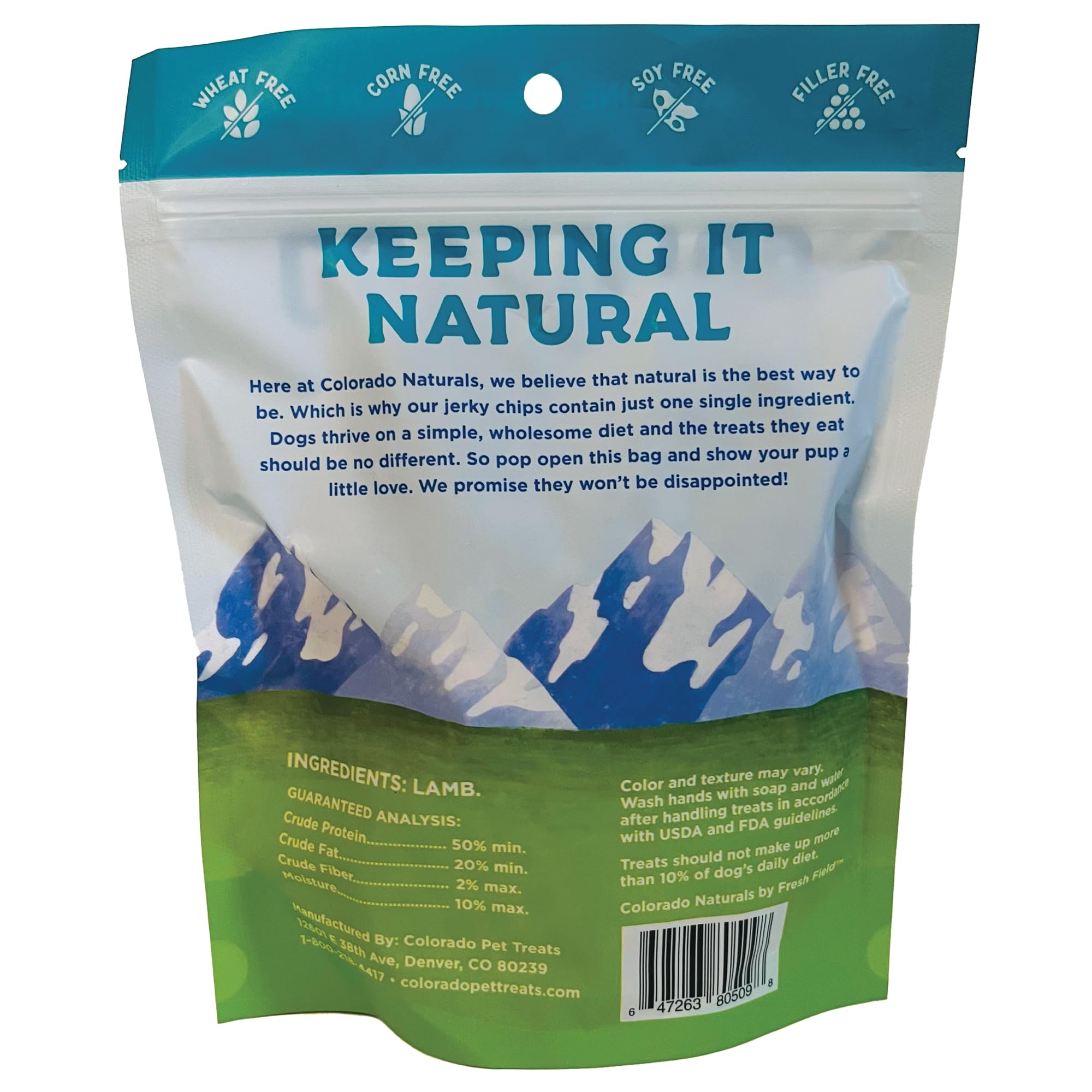 Colorado Naturals Lamb Jerky Chips close-up of tasty, protein-rich treats for daily rewards