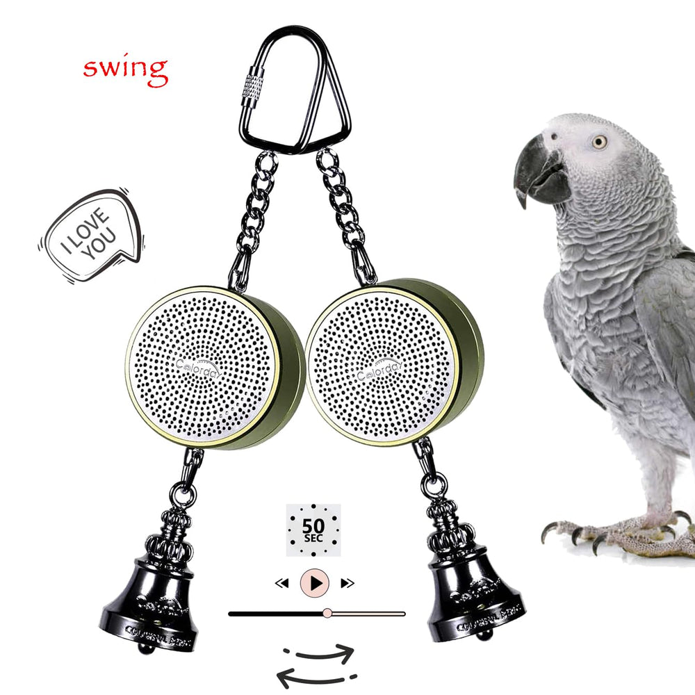 Colorday Bird Toy easy setup blue with simple on/off switch.