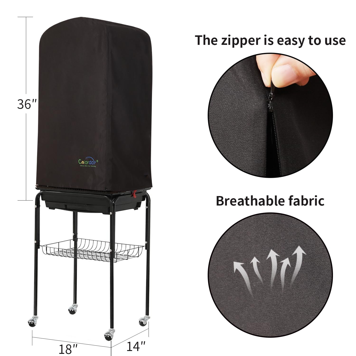 Colorday Good Night Bird Cage Cover Zipper closures ensure easy install and secure nightly setup.