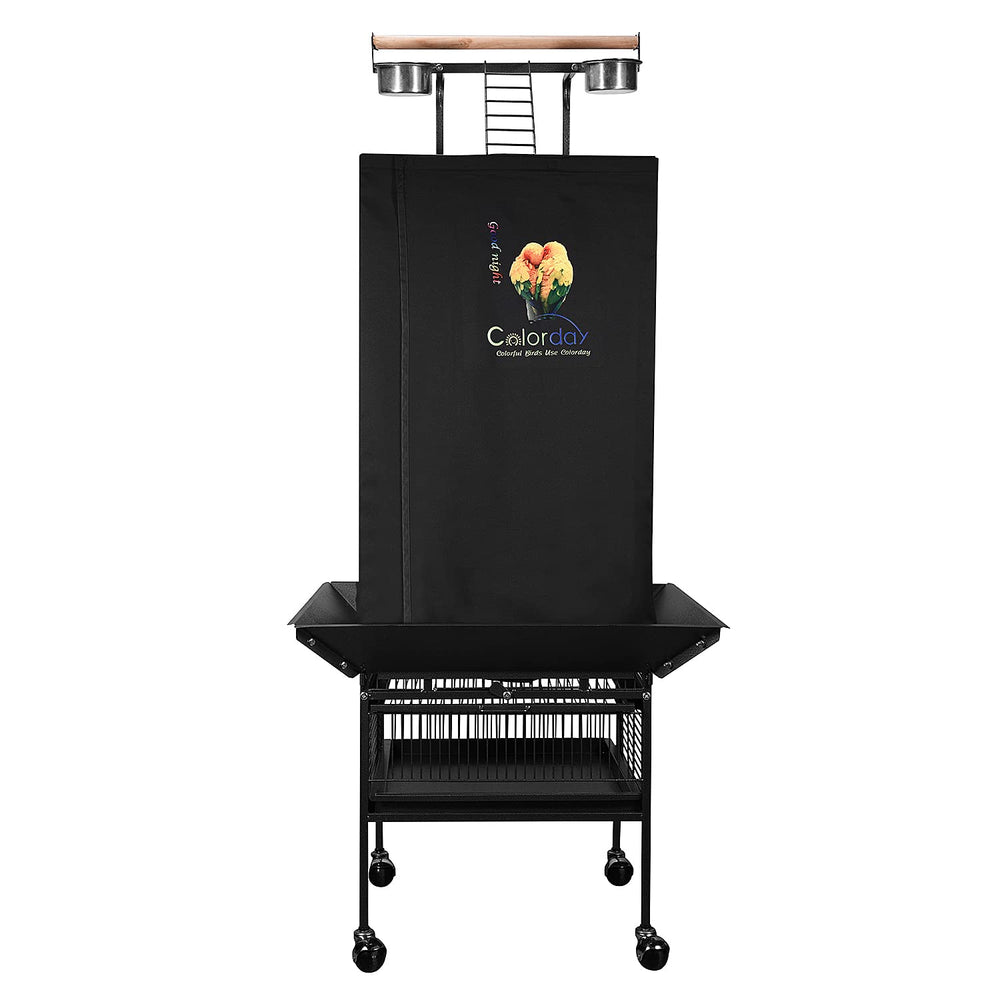 Colorday Good Night cage cover with play-top mount promotes calmer evenings for birds.