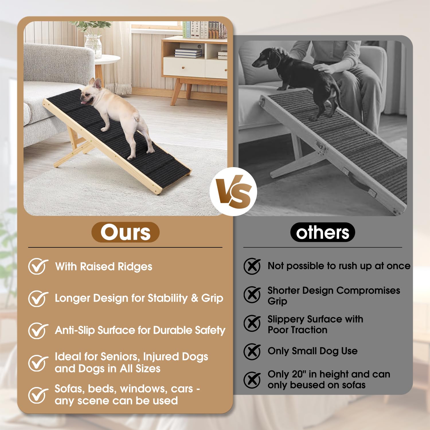 COLZEA dog ramp fits under beds and sofas for convenient storage.