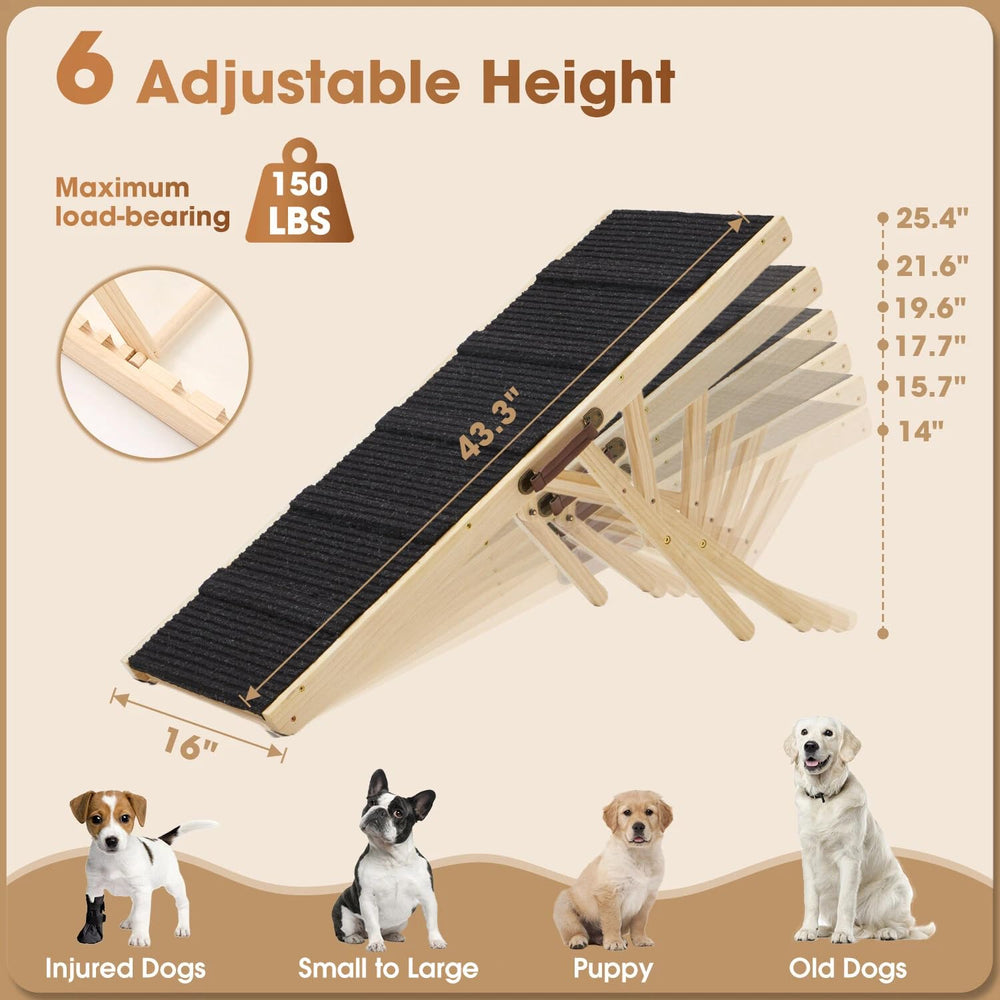 COLZEA dog ramp wooden frame close-up highlights durable joints for daily use