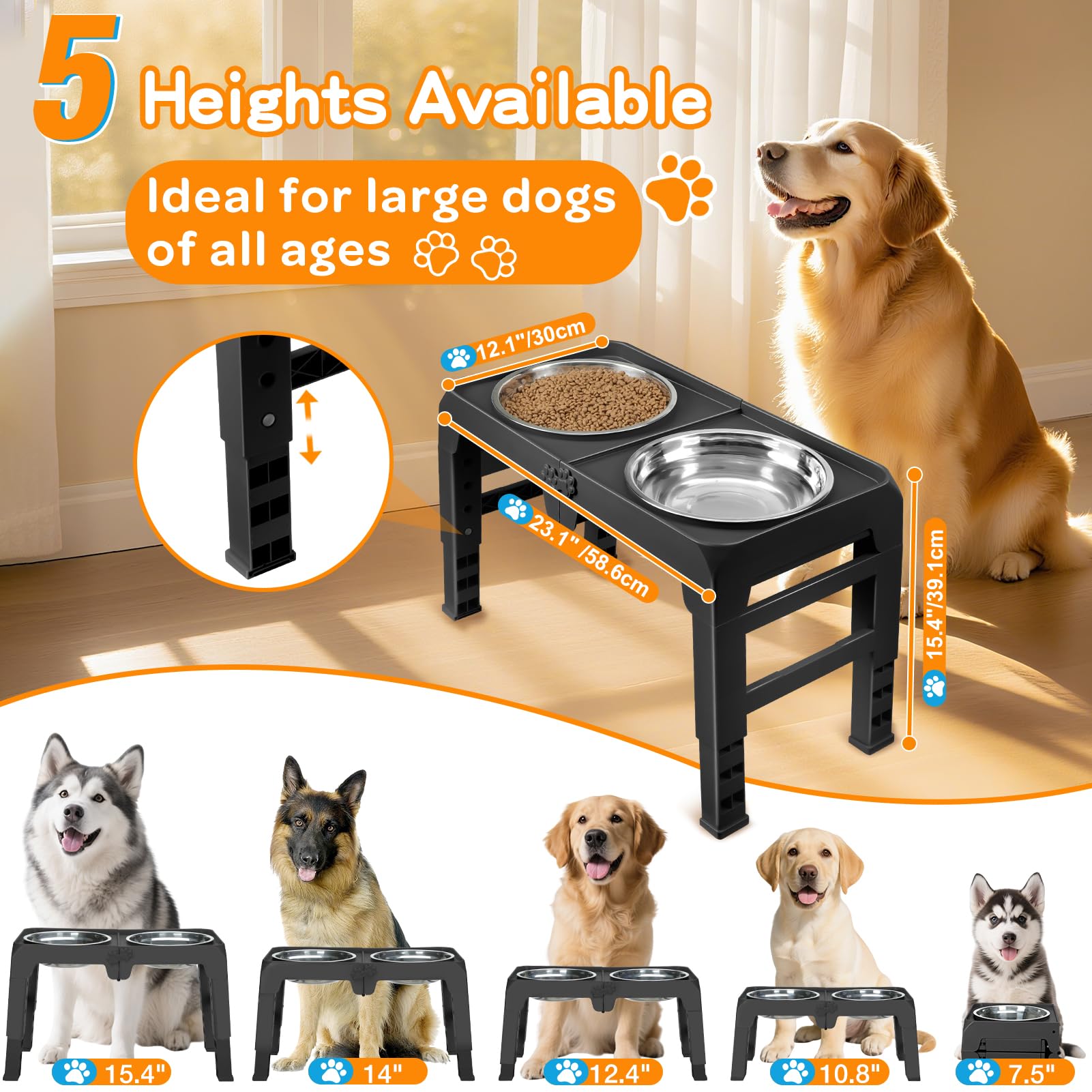 COMESOON anti-slip pads and paw buckles keep the stand stable during meals.