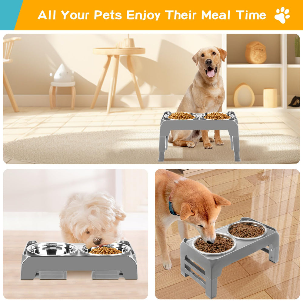 COMESOON dining comfort for small dogs reduces bending and neck strain.