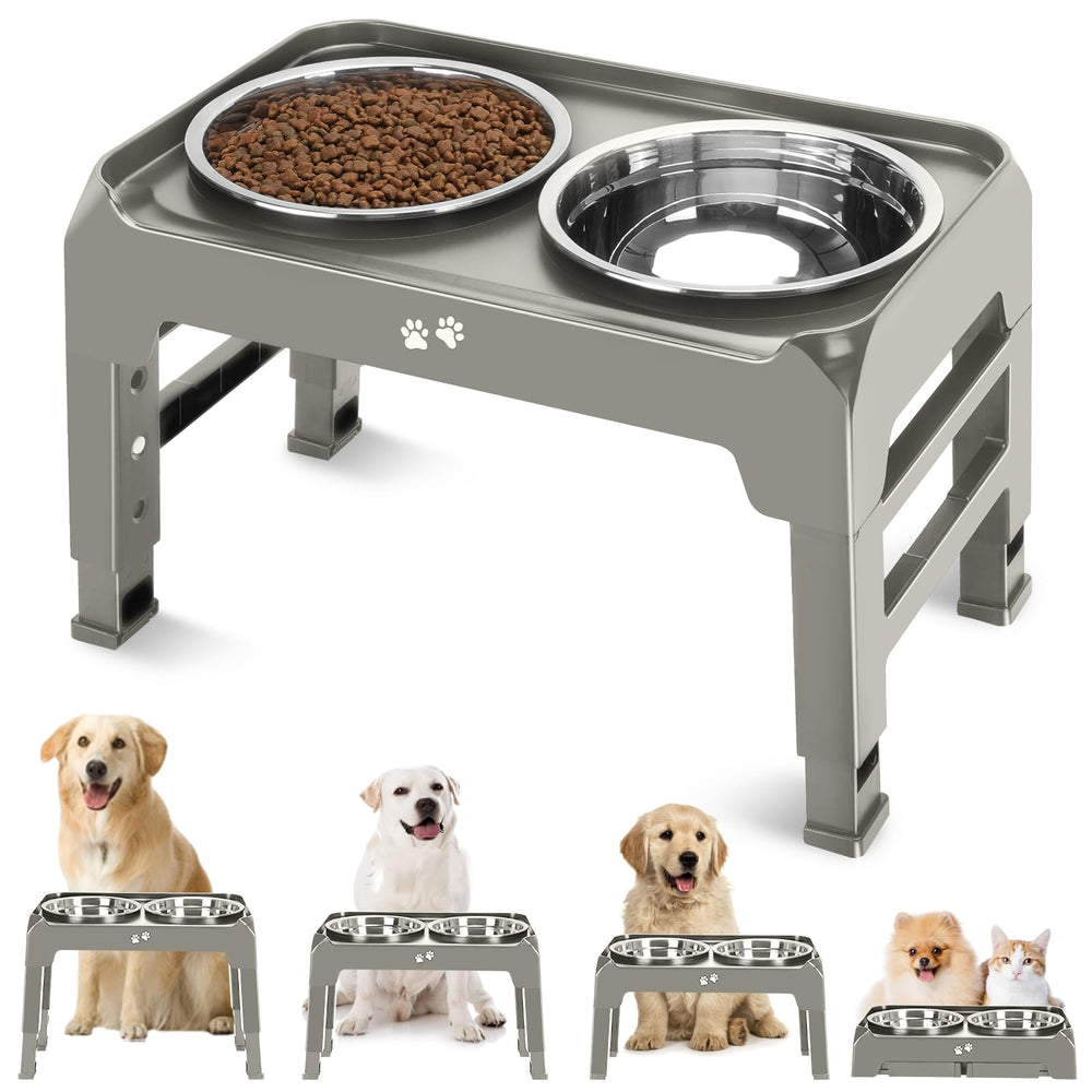 COMESOON elevated-bowls-stand with four-height options for easier dog feeding.