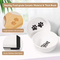 COMESOON elevated bowls with non-slip feet stay put during meals