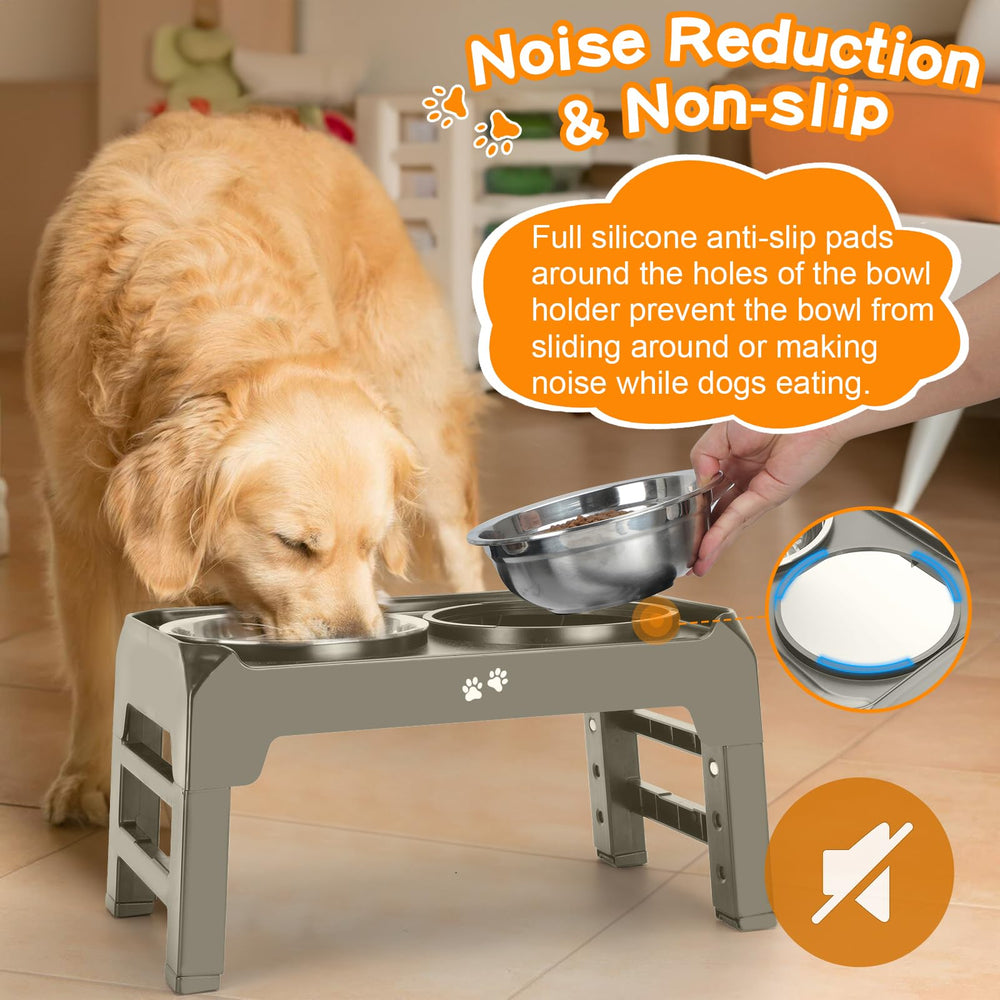 COMESOON foldable-dog-feeder-stand travels easily and stores compactly.