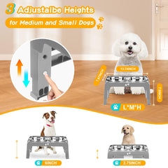 COMESOON height-adjustable stand shown at puppy-to-adult height transition.