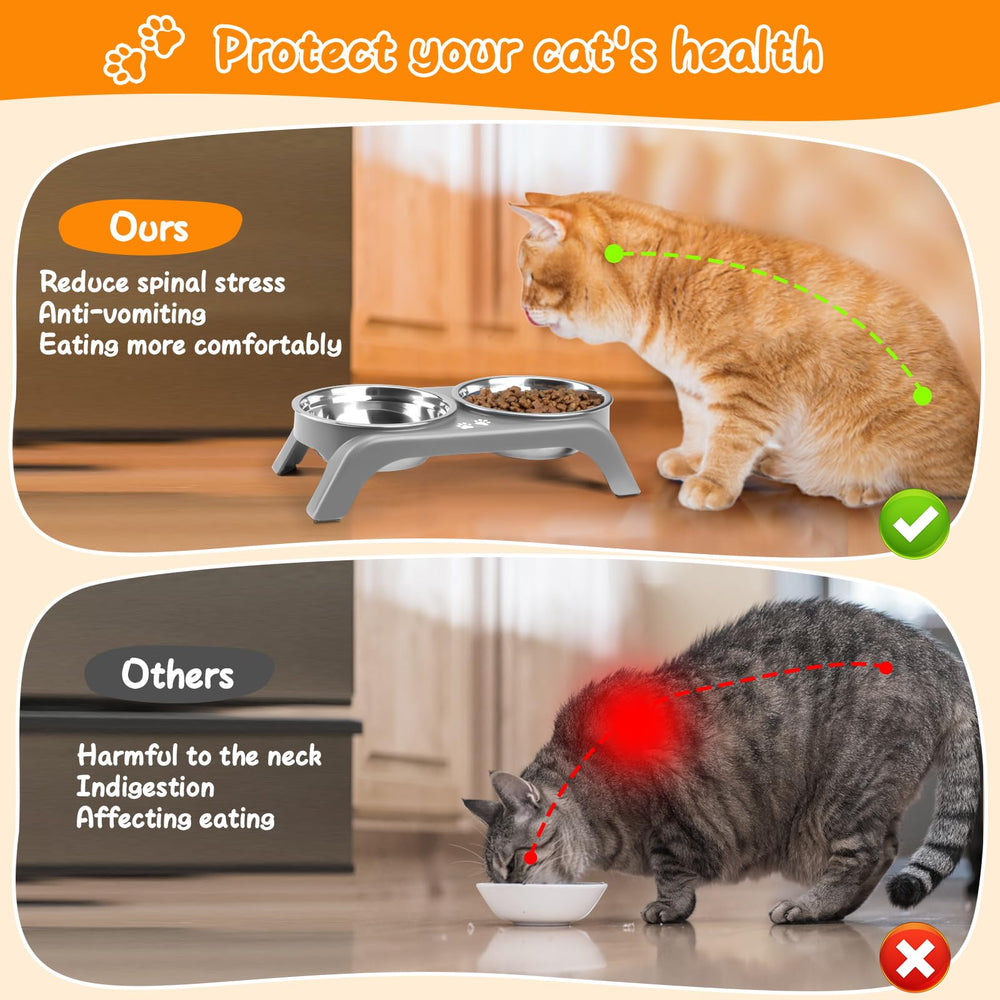 COMESOON non-slip feet stabilize the elevated cat bowls during meals