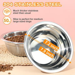 COMESOON stainless steel dog bowl close-up highlights durable edge and mirror sheen