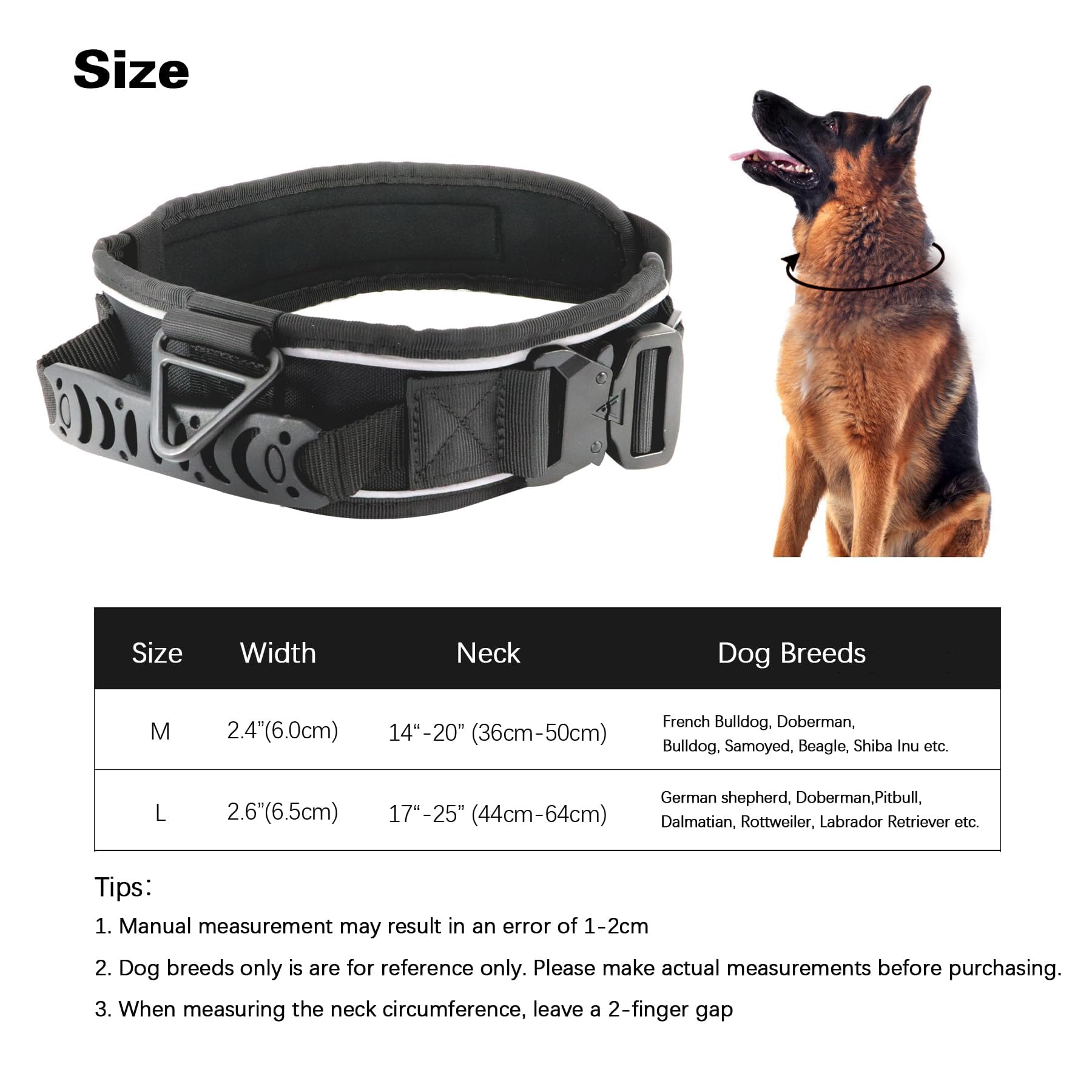 Comfluxe tactical collar with D-ring — secure leash connection for large dogs