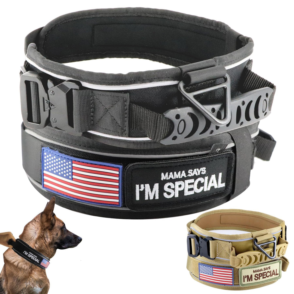 Comfluxe tactical dog collar handle provides secure grip for better control during walks.