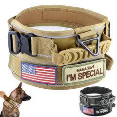 Comfluxe tactical dog collar with padded handle for secure, comfortable control during training or walks.