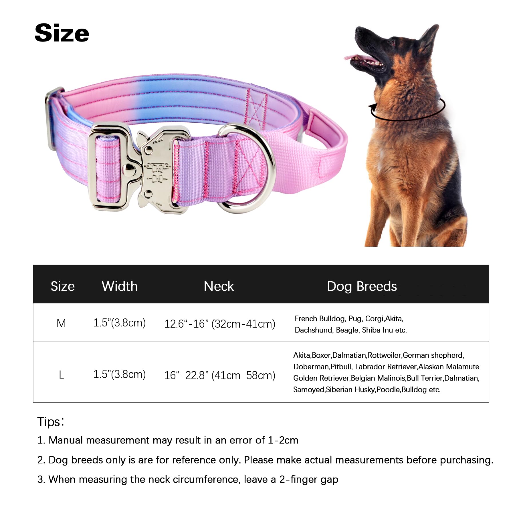 Comfluxe tactical dog collar medium-dog fit on a model