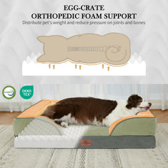 Comfort Expression avocado-color bed with 34x26 sleeping-surface for roomy lounging.