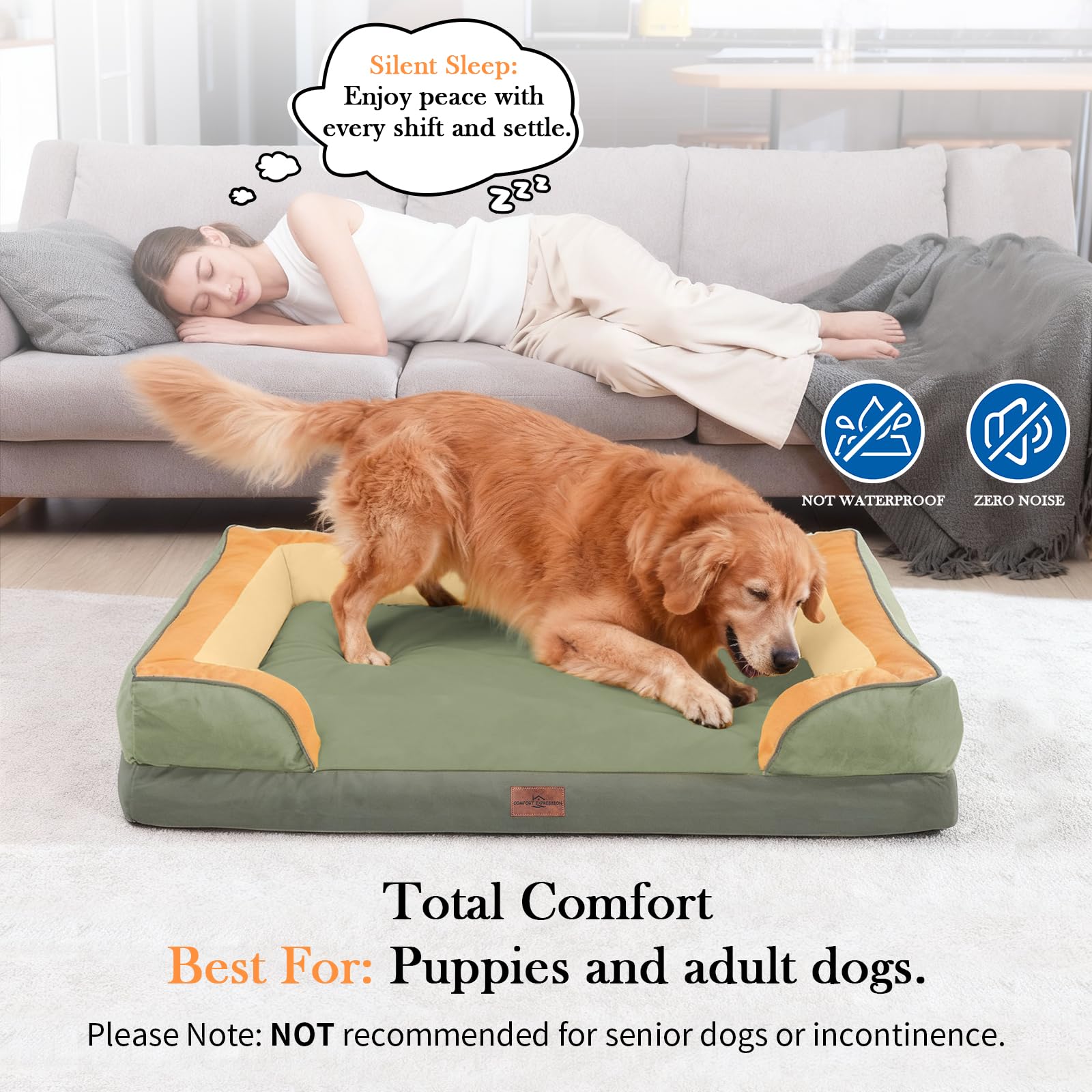 Comfort Expression dog bed with four-sided wrap offers secure, cozy containment.