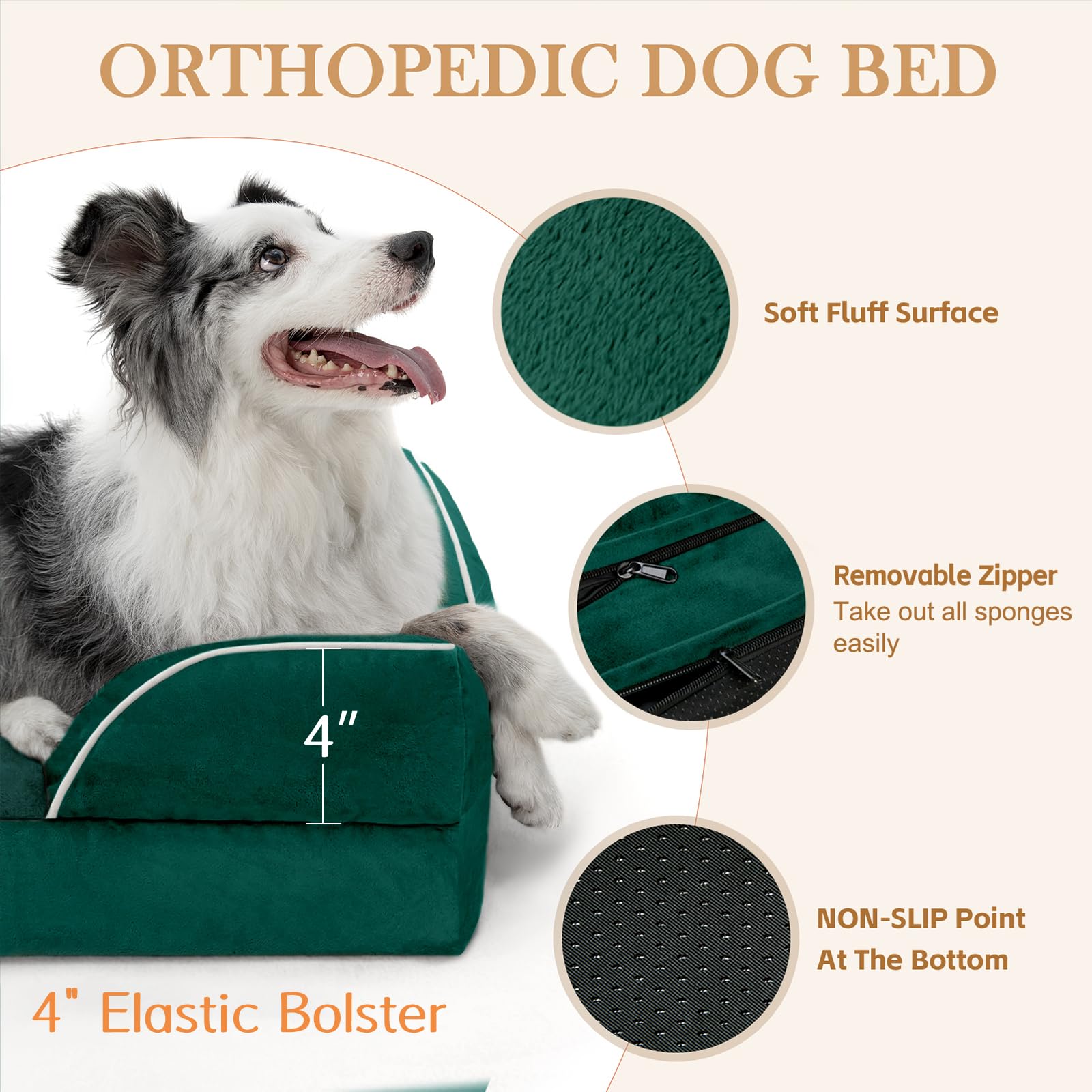 Comfort Expression non-slip bottom emerald bed keeps placement stable during use.