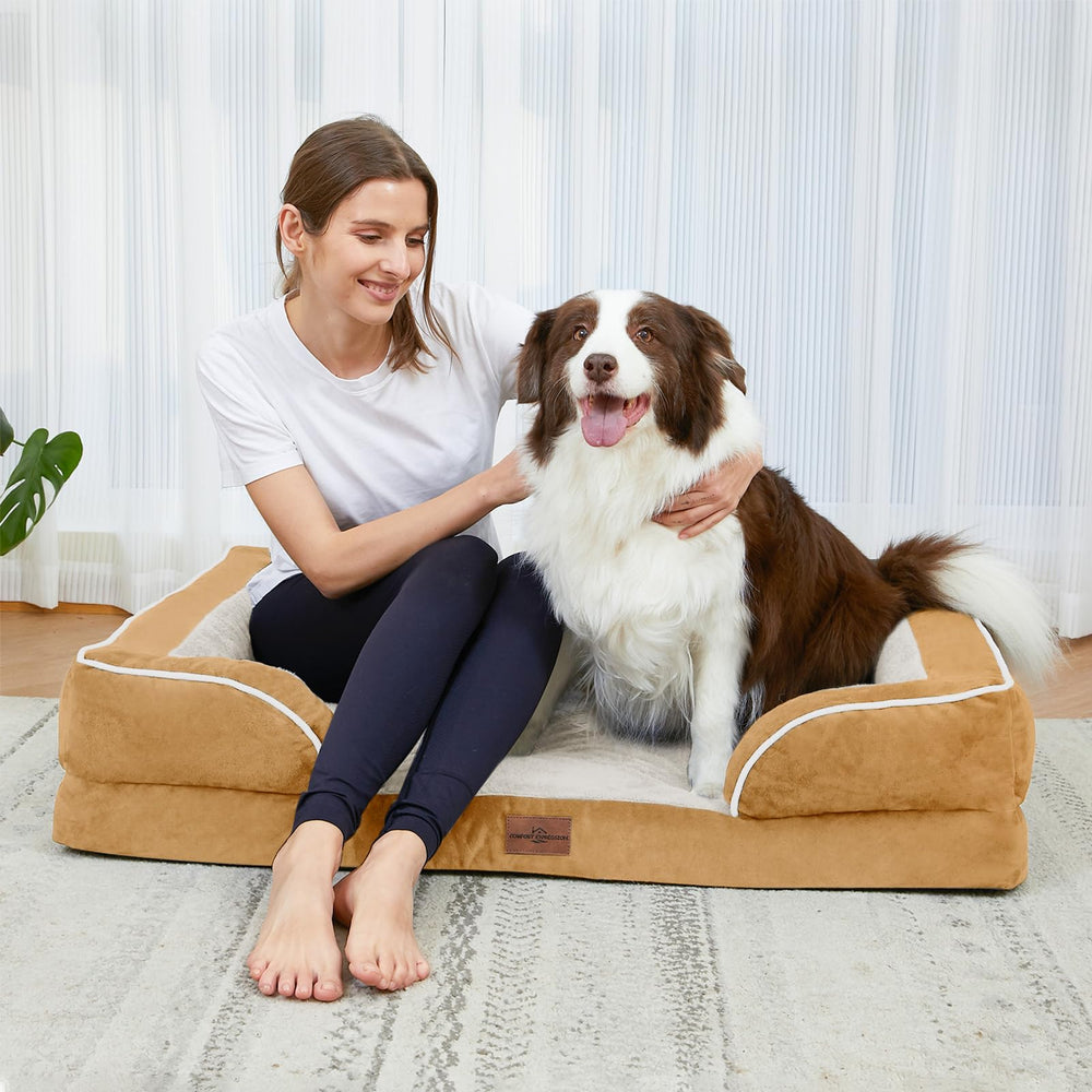 Comfort Expression orthopedic dog bed 24x16 bolsters inside view provide neck and head support.