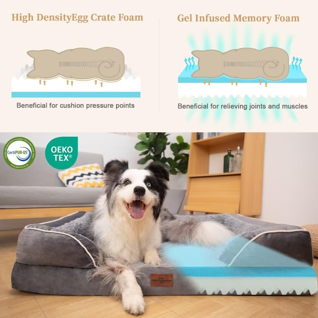 Comfort Expression orthopedic dog bed 42x30 side wrap design supports neck and head
