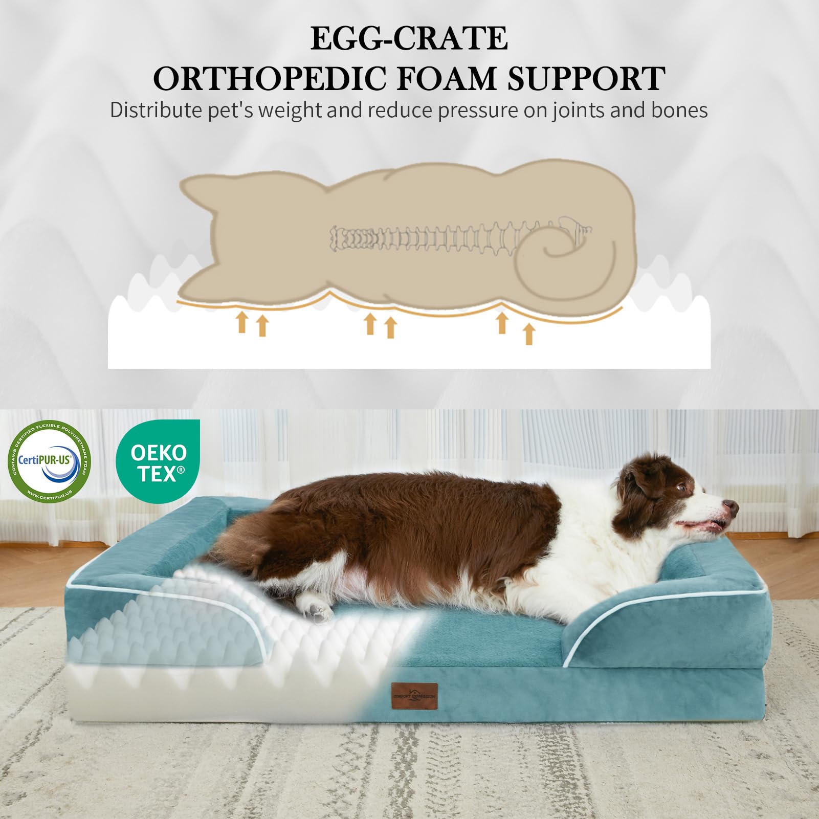 Comfort Expression egg crate foam close-up showing joint-friendly support.