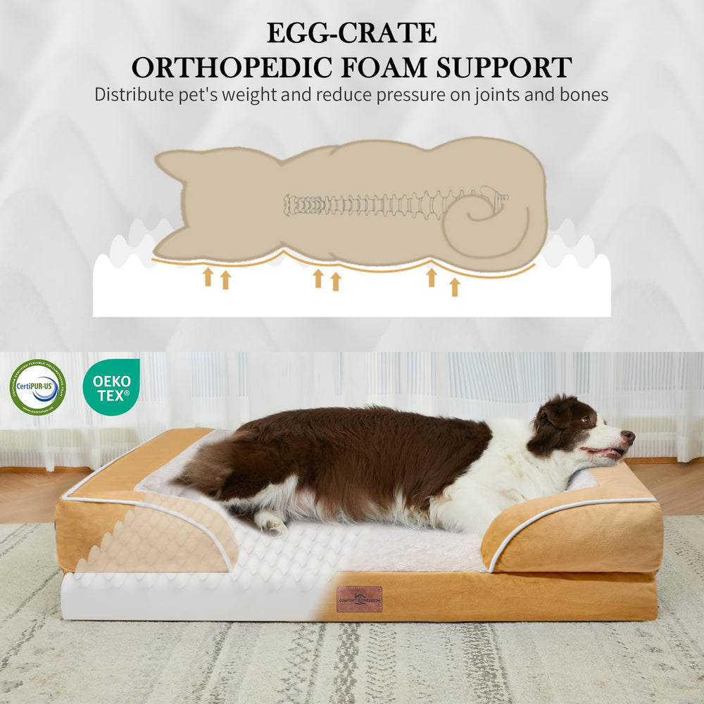 Comfort Expression orthopedic bed with egg crate foam provides joint-supporting comfort.