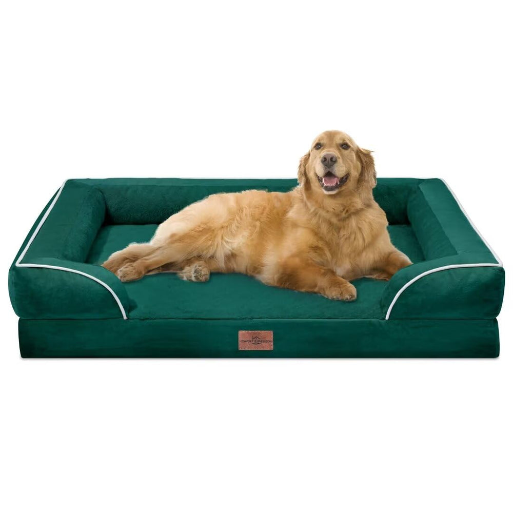 Comfort Expression orthopedic dog bed emerald front view with sturdy frame for large dogs