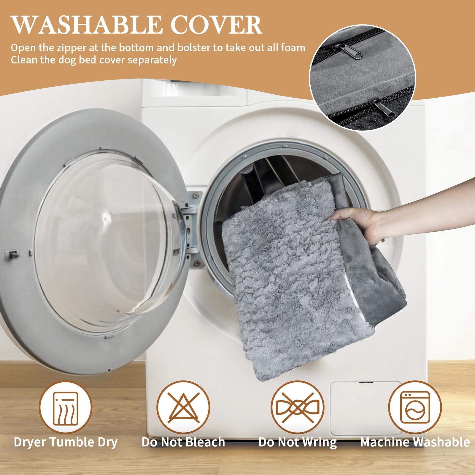 Comfort Expression orthopedic dog bed grey plush surface feeling cozy and gentle