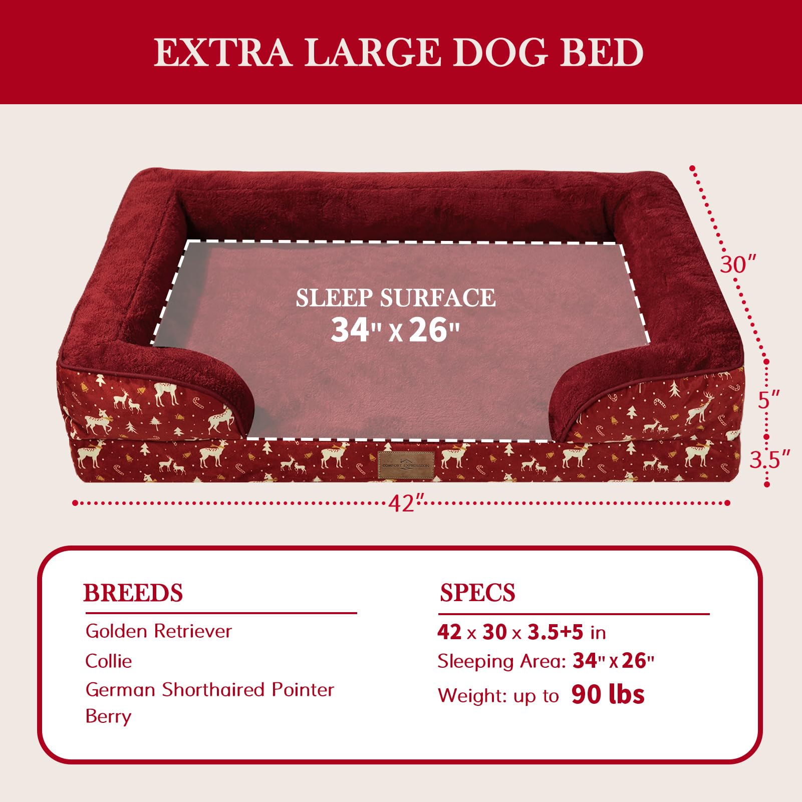 Comfort Expression bed non-slip bottom keeps bed secure on the floor.