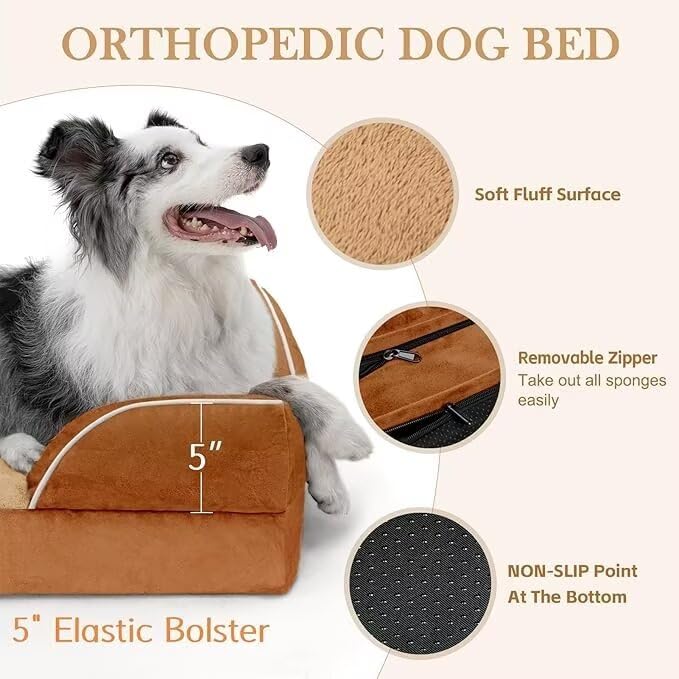 Comfort Expression orthopedic dog bed washable cover with zipper reveals easy cleaning