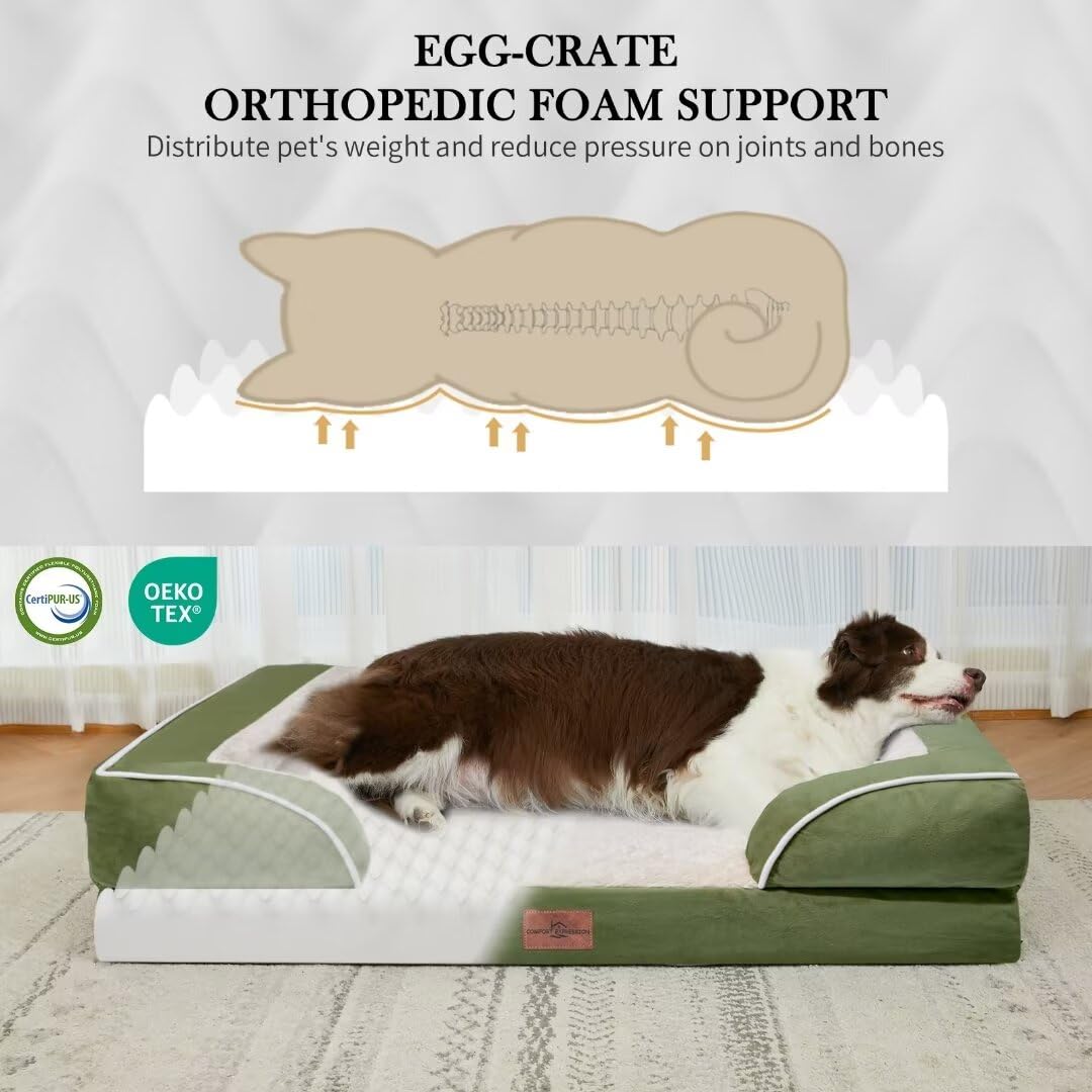 Comfort Expression orthopedic dog bed XL side view shows plush surface for curling and nesting