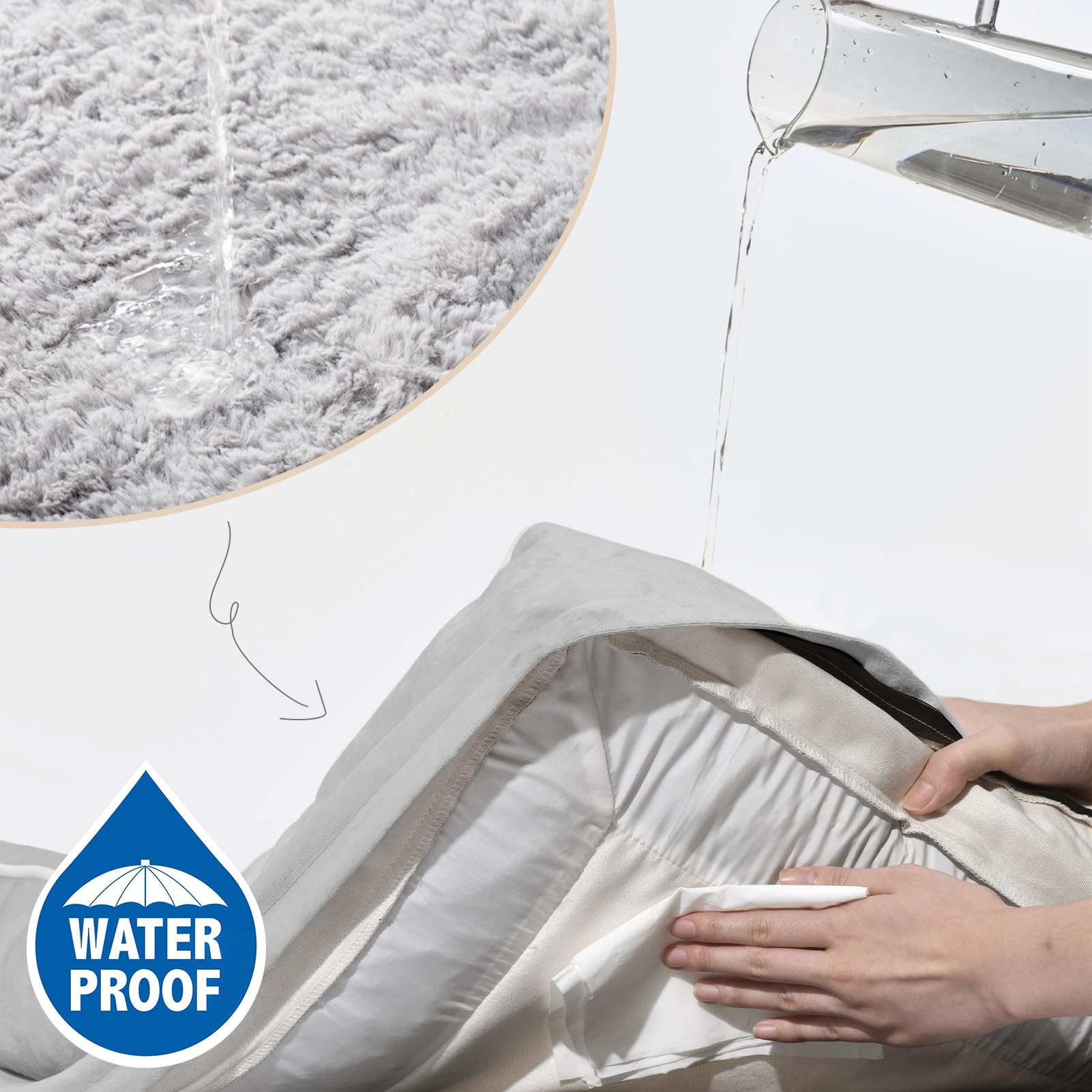 Comfort Expression waterproof cover close-up shows leak protection and lining