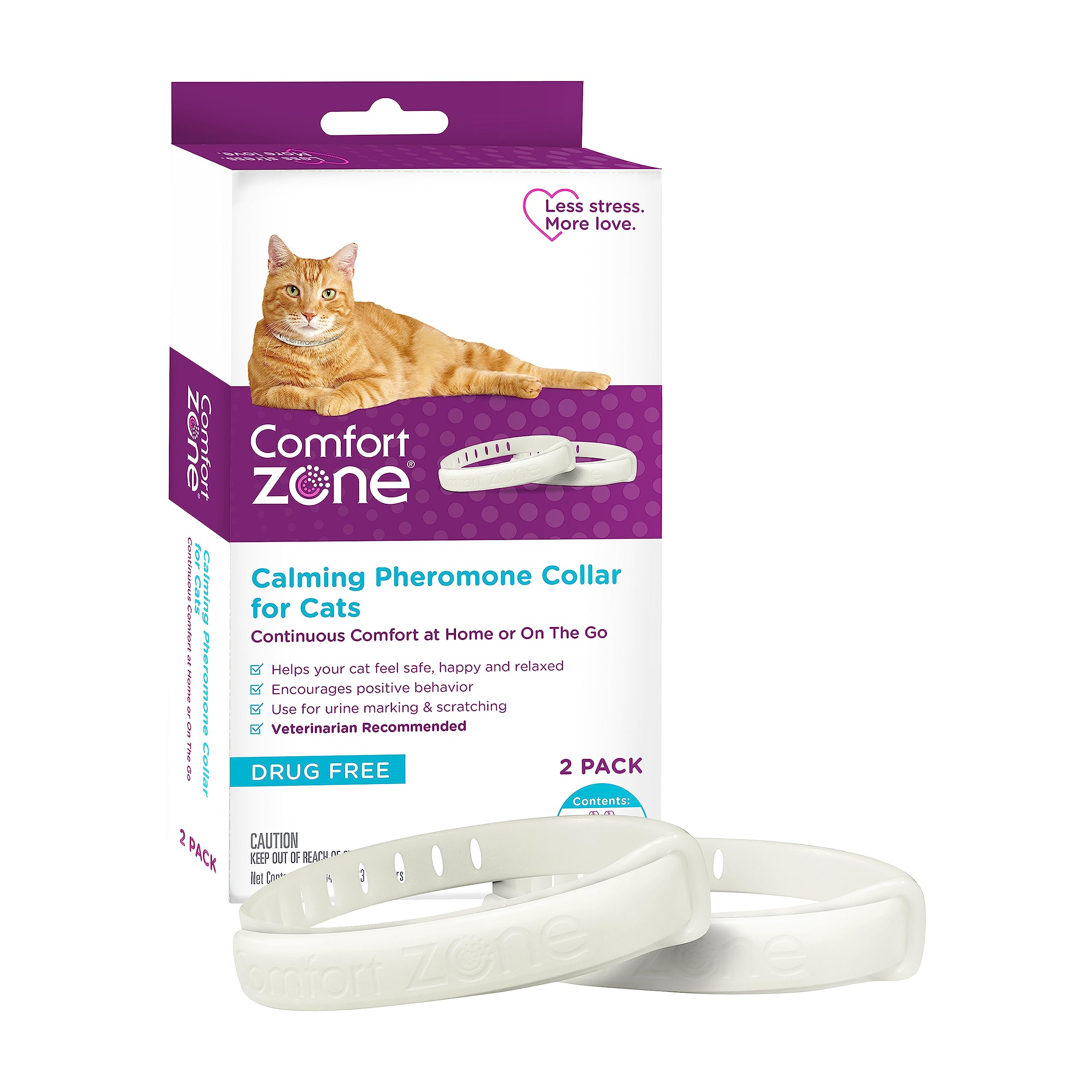 Comfort Zone cat calming collar two-pack packaging showing 60 days of calm.