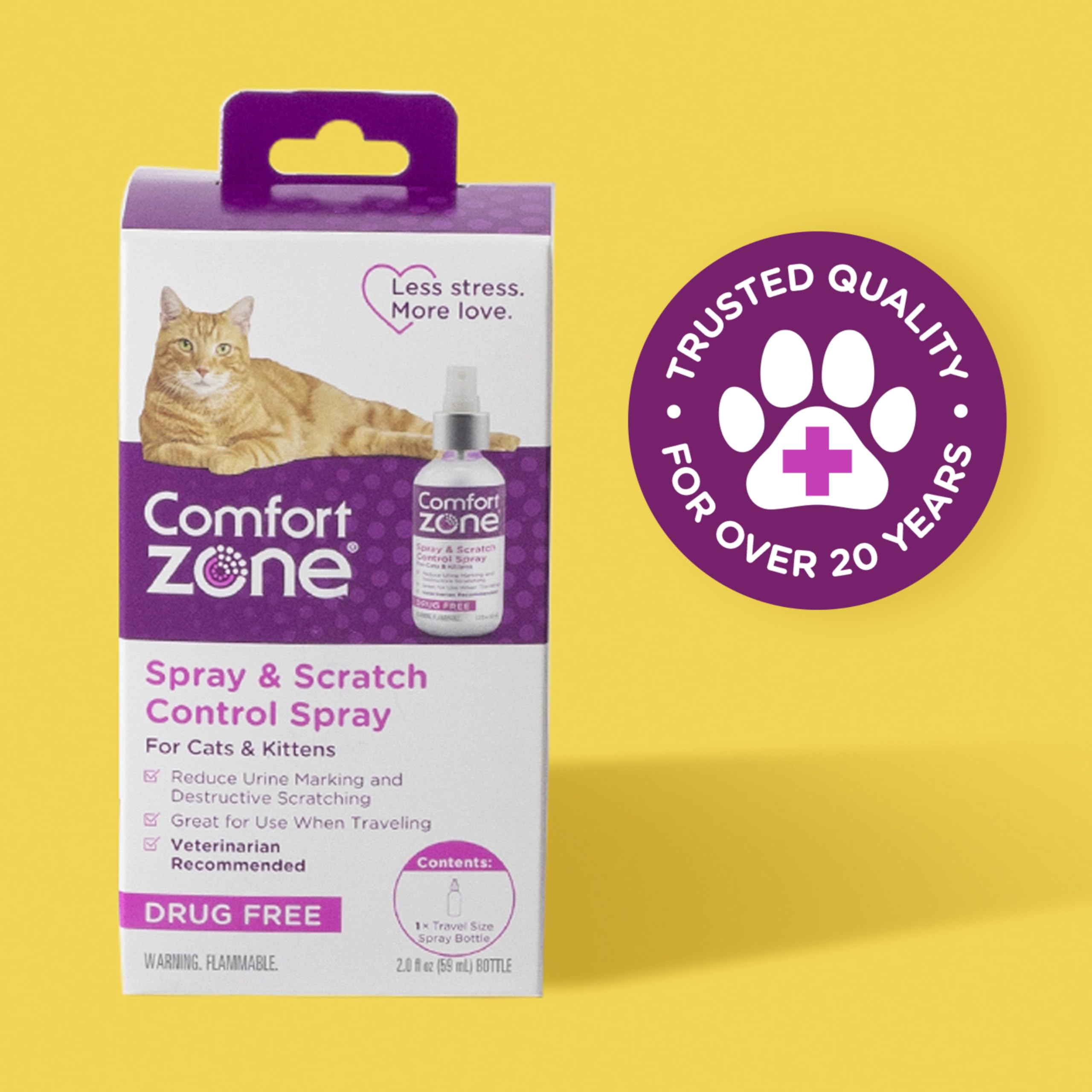 Comfort Zone cat calming spray supports ease during vet visits and environment changes.