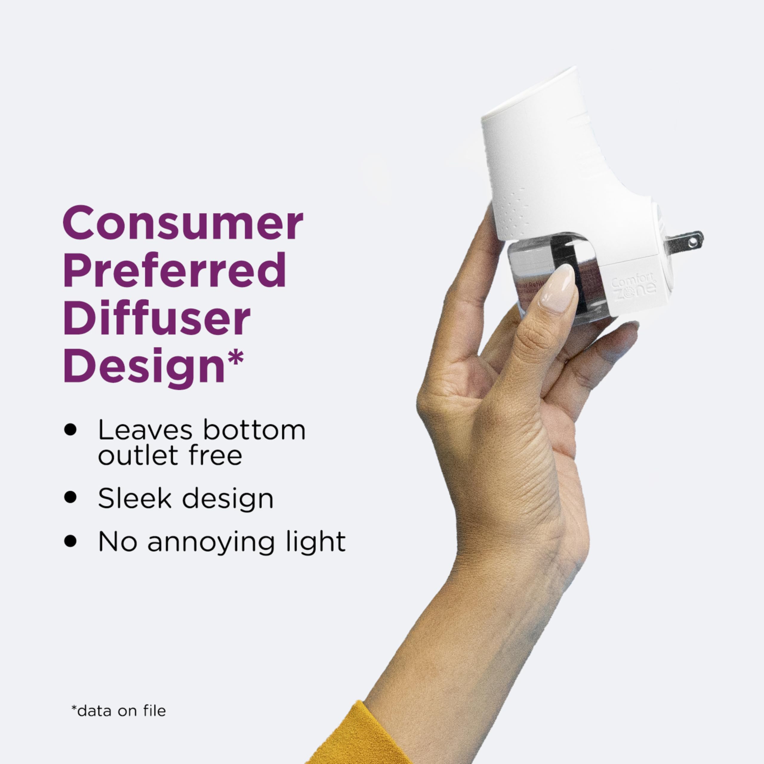 Comfort Zone diffusers placed in bedroom setup for family-friendly calm.