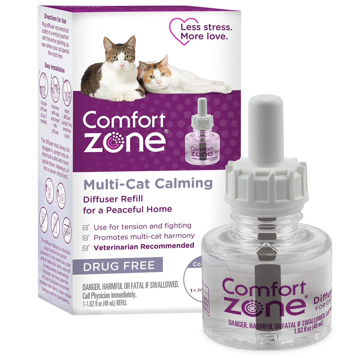 Comfort Zone multi-cat refill shows 30-day calming in a room.