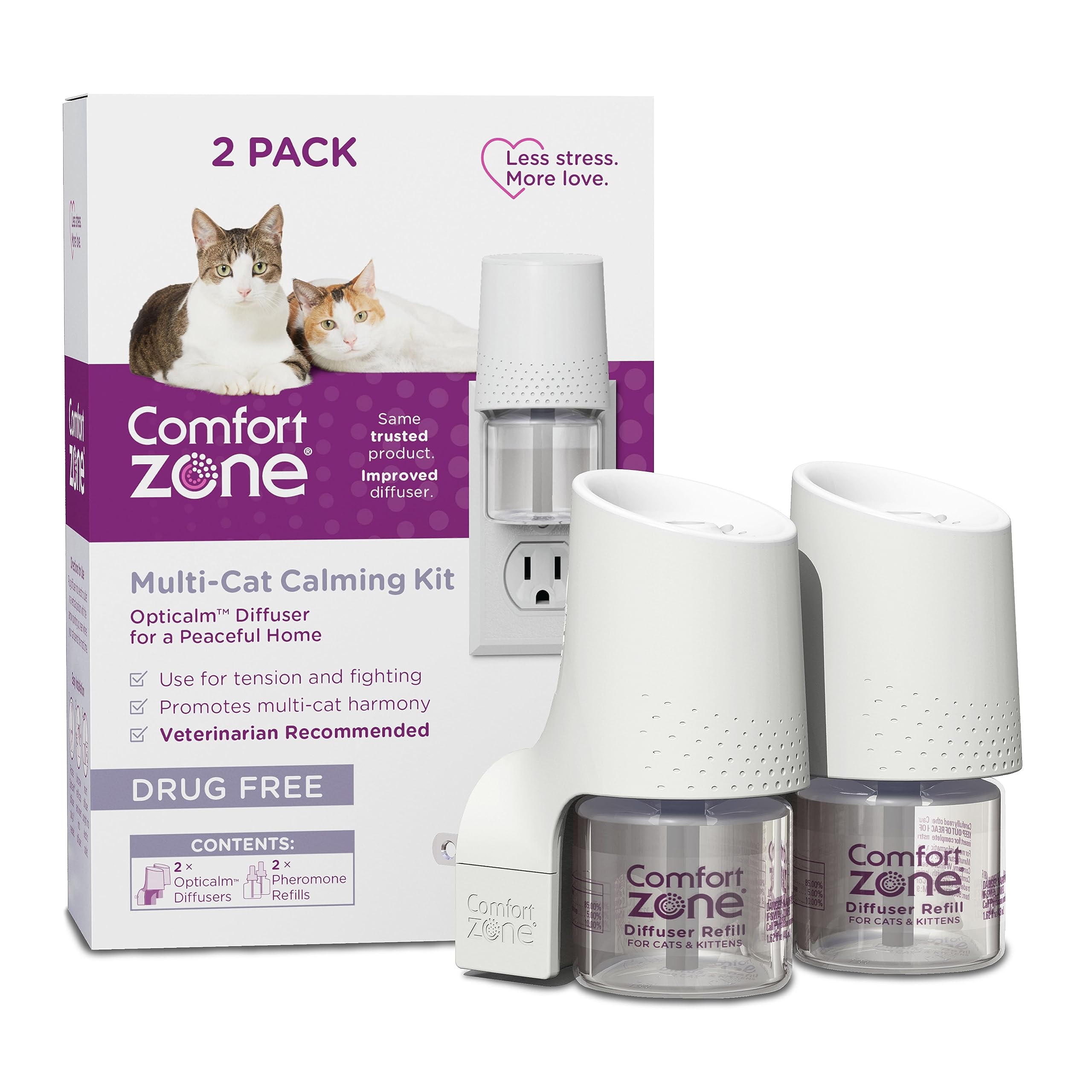 Comfort Zone multicat diffuser front view promotes calm cats and reduced tension.