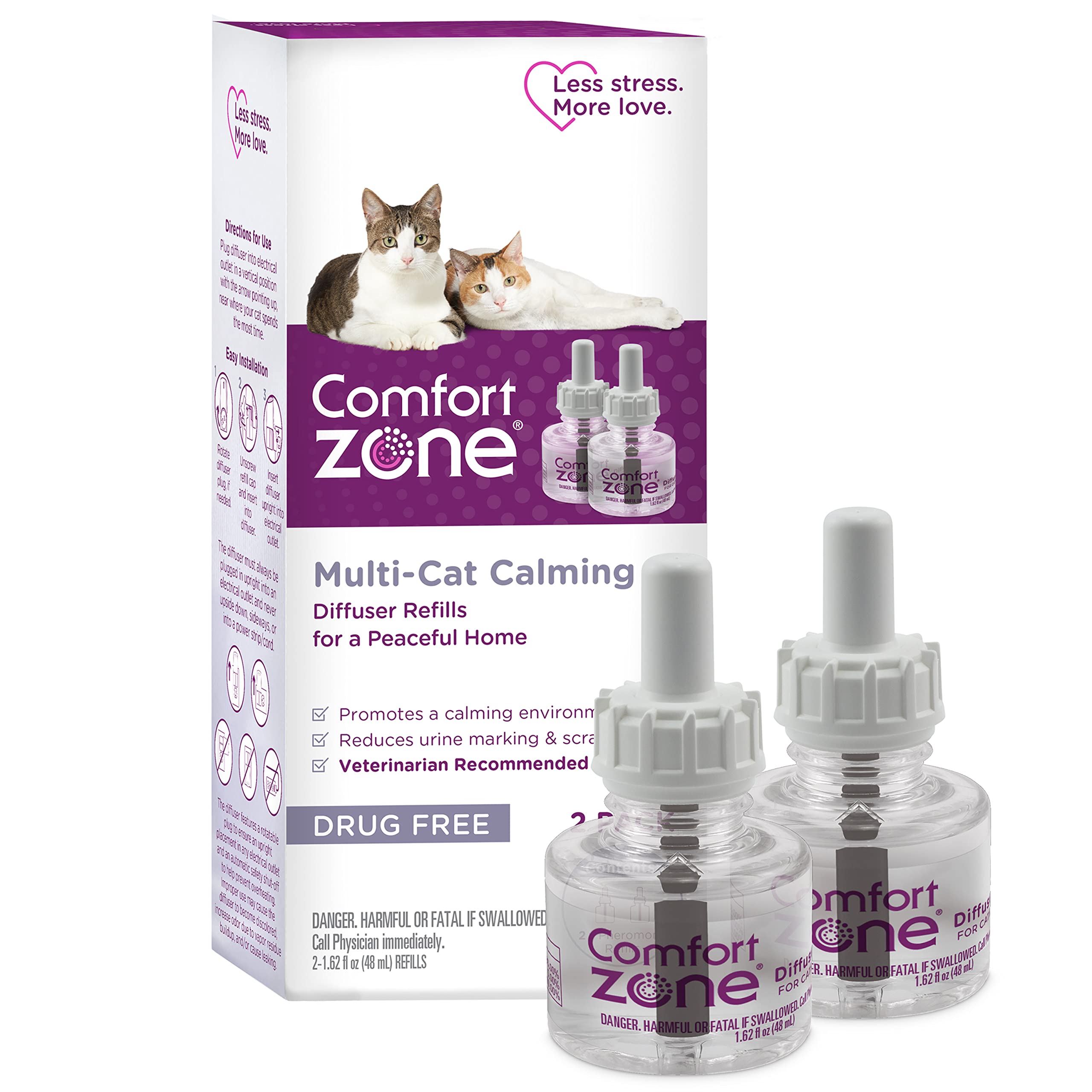 Comfort Zone multicat diffuser refill 30 days delivers continuous calm for busy households.