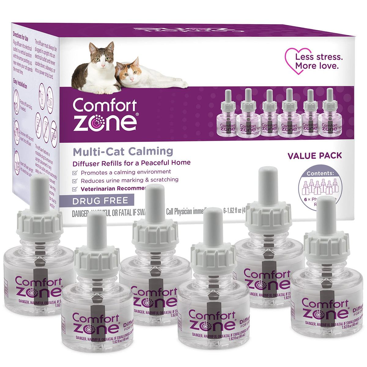 Comfort Zone multicat diffuser refill pack shown for calm, safe spaces.